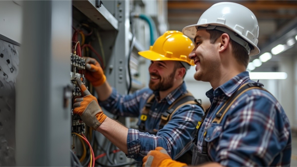 Electricians working